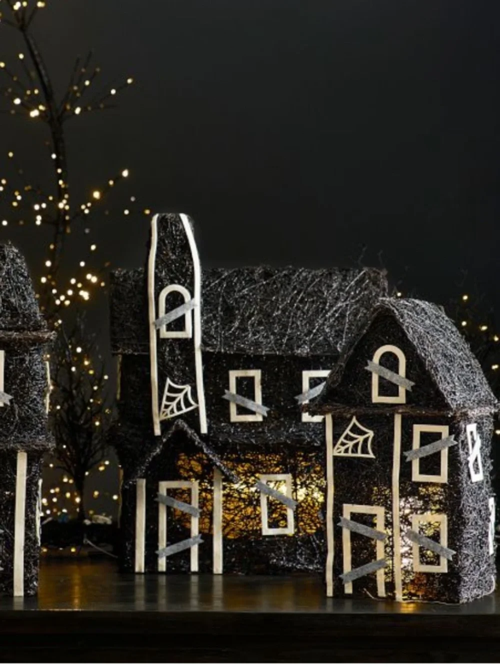 Pottery Barn Small Lit Rattan Haunted House